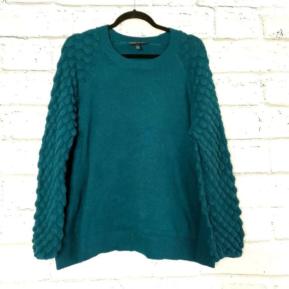 Lane Bryant size 22 24 green knit bubble sleeve sweater